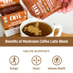 OM MUSHROOM SUPERFOOD Coffee Latte Blend – Functional Mushroom Powder with Lion’s Mane, Cordyceps, Reishi & Chaga – Energy, Focus & Mental Clarity Support – 8.47 oz Canister (30 Servings)