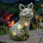 Solar Pig Statues Garden Decor,Outdoor Statue with Light for Lawn Ornaments
