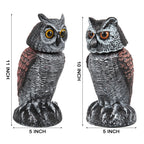 Hedoc 2 Pack Fake Owl Decoys to Scare Birds Away, Rotating Head Bird Deterrents, Nature Enemy Scarecrow Plastic Statues, Pest Repellent for Gardens and Patios