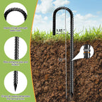 Fabulas Rebar Stakes 12 Inch, Rebar Stakes Heavy Duty 16 Pack Ground Anchors J Hook with Chisel Point End Galvanized Steel Anchors for Fence Landscape Trampoline Chain Link Garden Camping Tent Plants