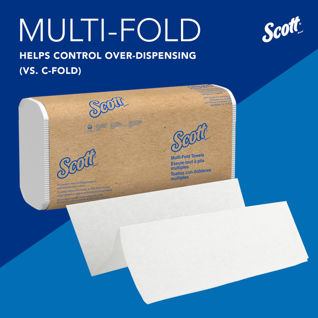 Scott® Professional Universal Multifold Paper Towels, Bulk (01840), Absorbency Pockets, 9.2" x 9.4" sheets, Standard Tier, Compressed, White (250 Sheets/Pack, 16 Packs/Case, 4,000 Sheets/Case)