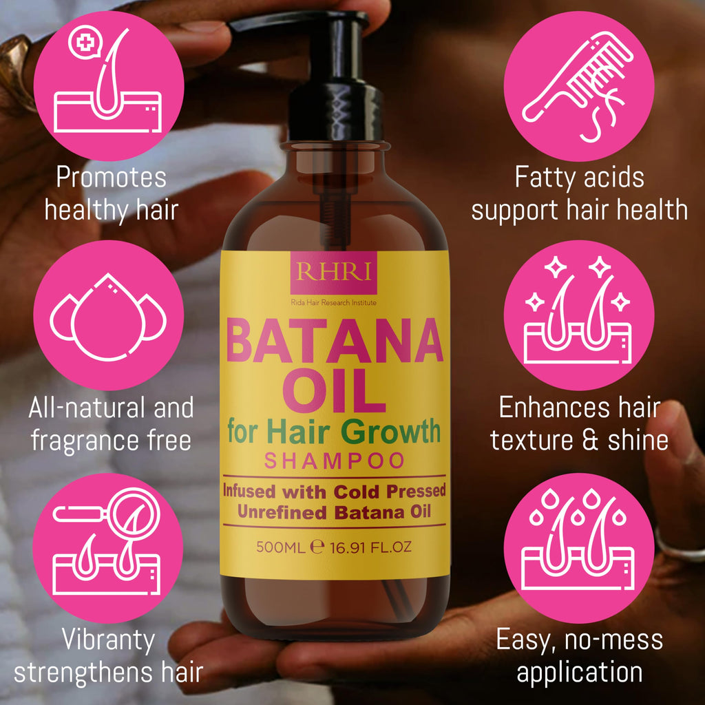 Rida Hair Research Institute Batana Oil Shampoo & Conditioner Set for Hair Growth Lightening Thinning Hair for Men and Women