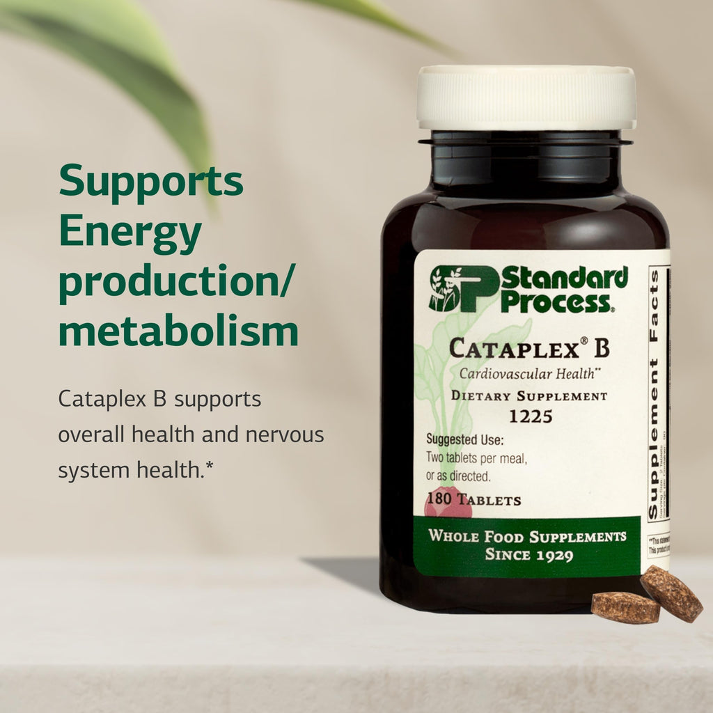 Standard Process Cataplex B - Nervous System & Heart Health Supplement - Contains B Vitamins for Energy Support - Supports Energy Metabolism - Non-Dairy & Non-Soy - 180 Tablets (90 Servings)