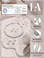 LOLIAS Silver Jewelry Set for Women Tennis Necklace Bracelet Hypoallergenic