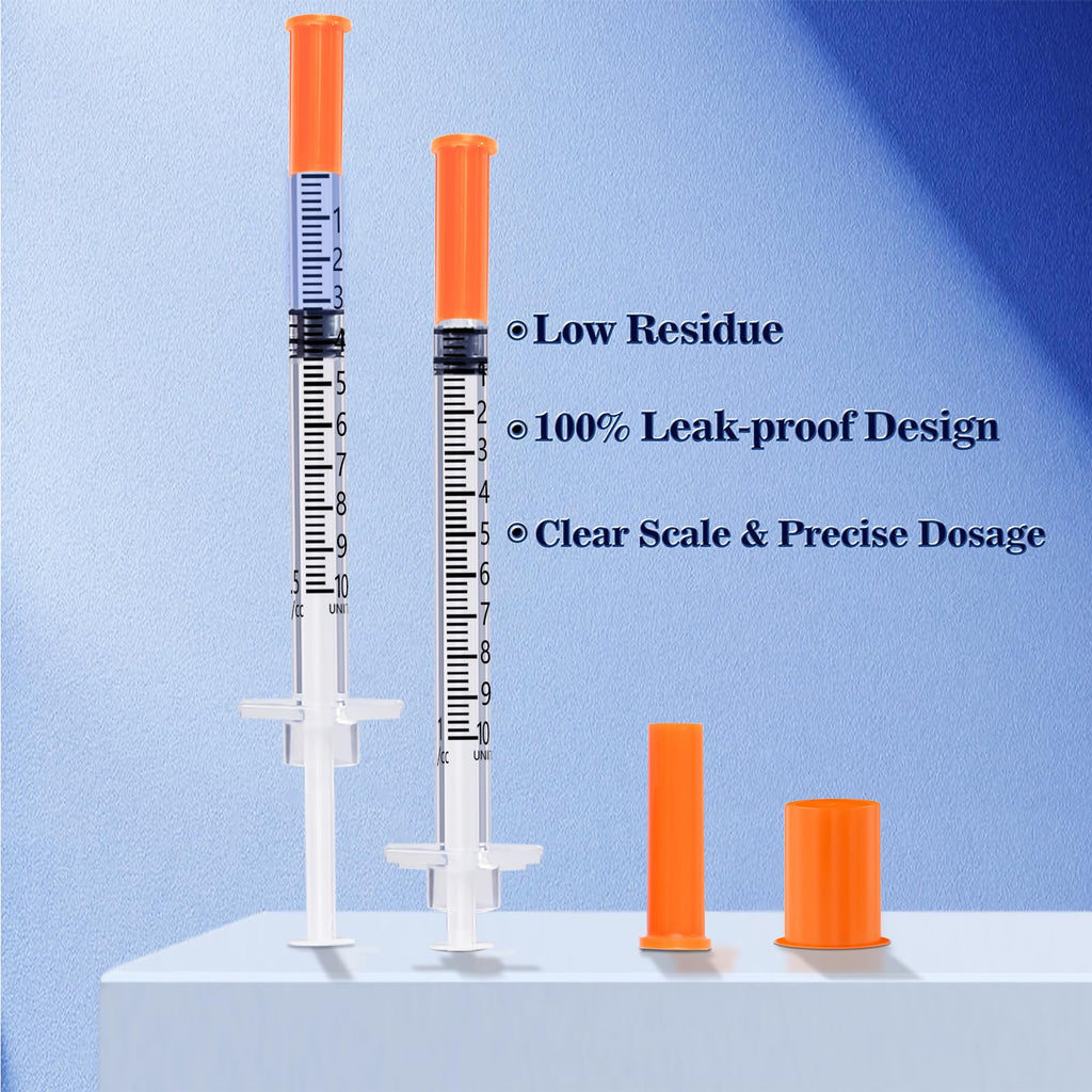 1ml Syringe 30G 1/2 Inch 13mm, Lab Supplies Individually Wrapped, Pack of 100