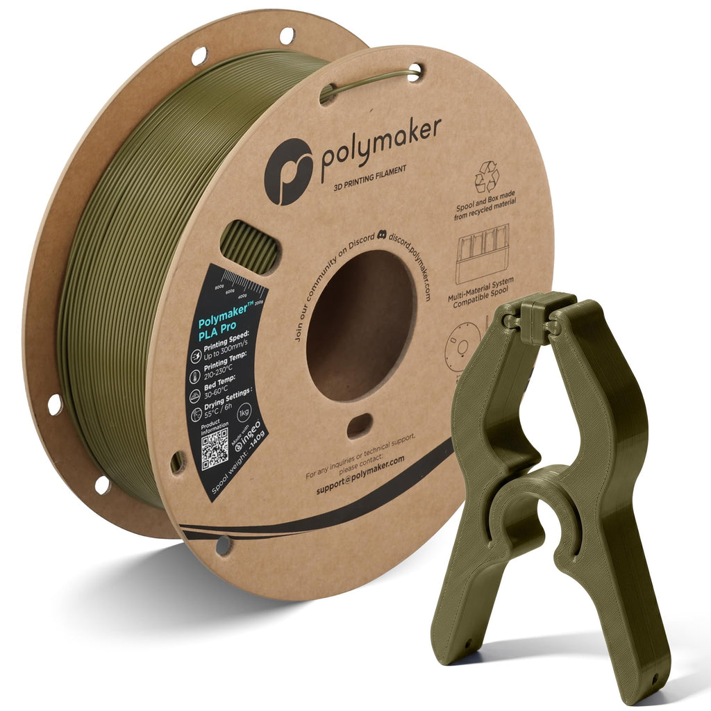 Polymaker PLA Pro Filament 1.75mm 1KG Army Green, High-Impact Resistance