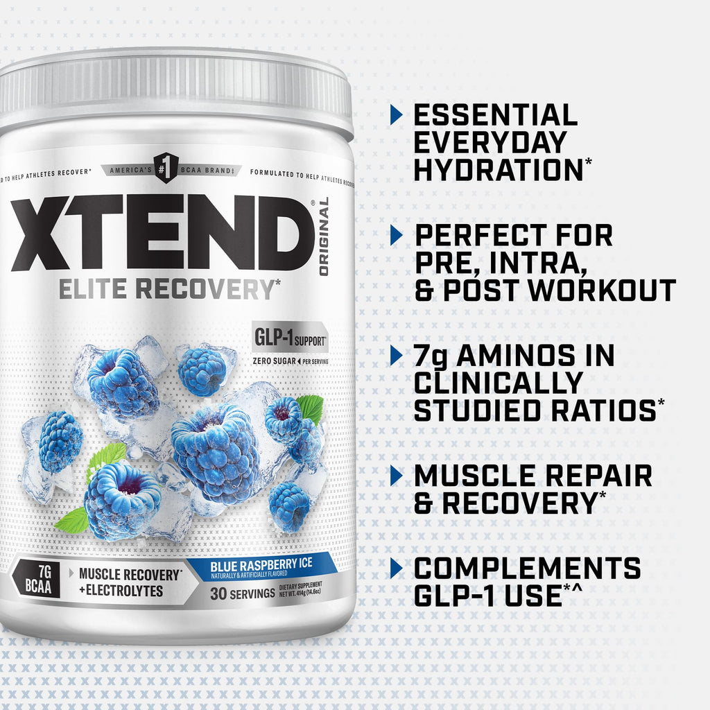 Xtend Original BCAA Powder 7g BCAA and 2.5g L-Glutamine, Sugar Free Post Workout Muscle Recovery Drink with Amino Acids for Men & Women, 30 Servings