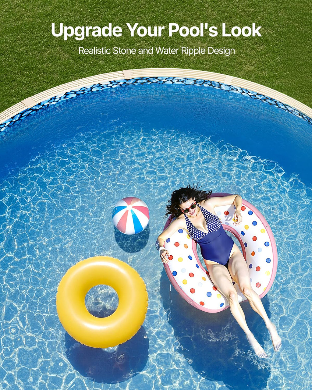 VEVOR 18-ft Round Above Ground Pool Liner, Unibead Pool Liners, Standard Gauge, 52inch Wall Height, Designed for Steel Sided Above-Ground Swimming Pools