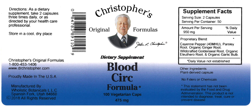 Dr. Christopher'S Formulas Blood Circulation Formula 100 Cap