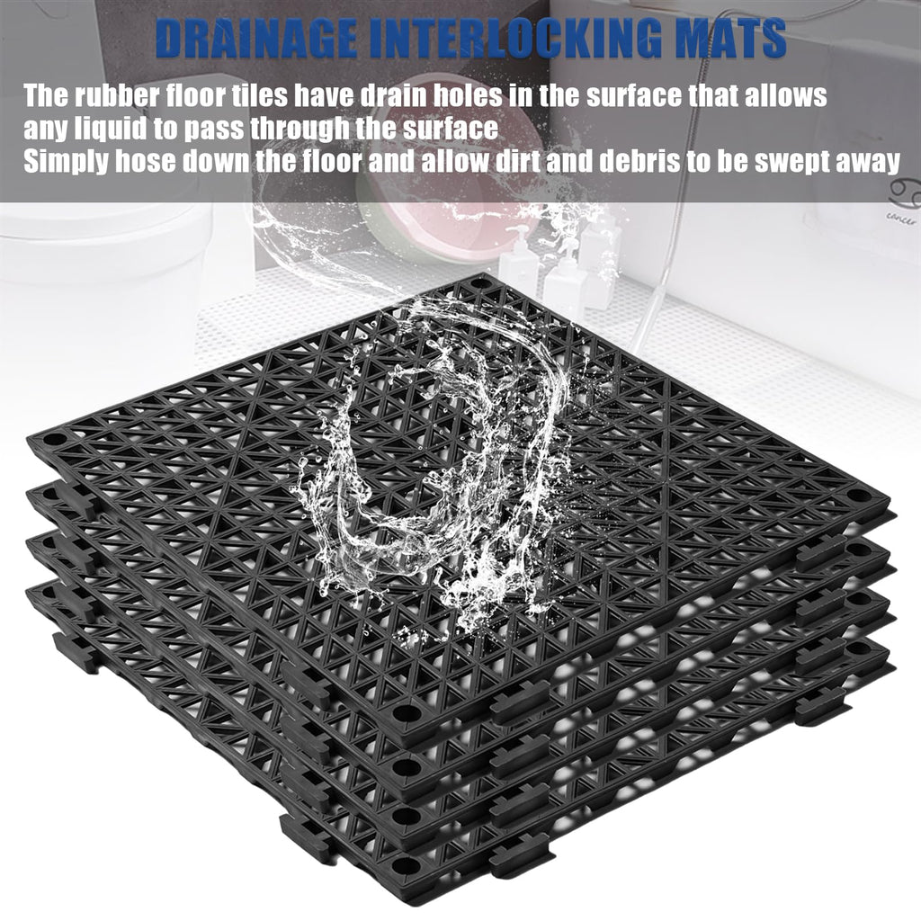 12” x 12” Drainage Interlocking Floor Mats 12 Pack for Outdoor and Indoor