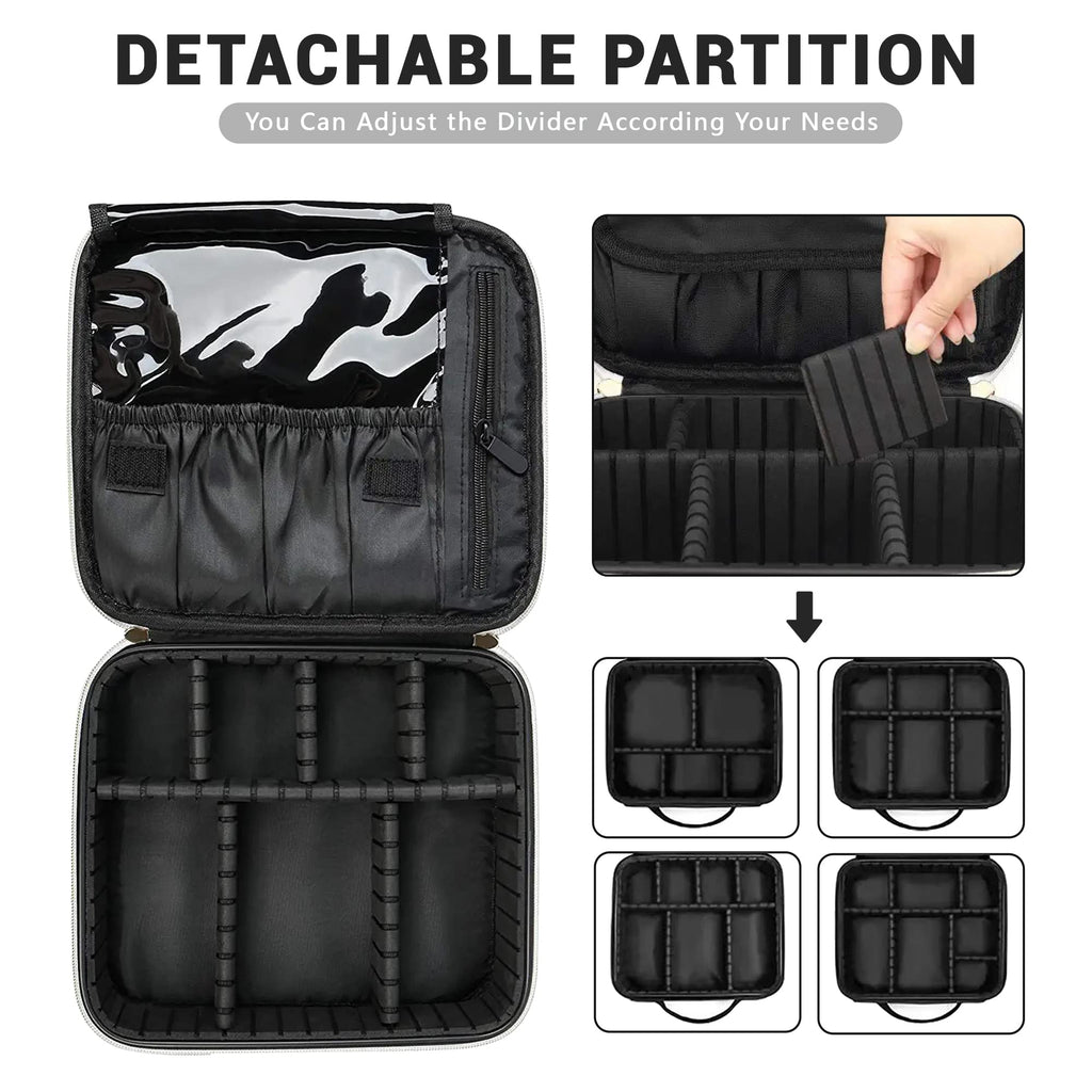 WIRIBEY Checkered Makeup Bag, Portable Makeup Bag with Adjustable Partition, Cosmetic Bags for Women Toiletry Travel Organizer Portable Make Up Bags for Christmas Birthday Gifts