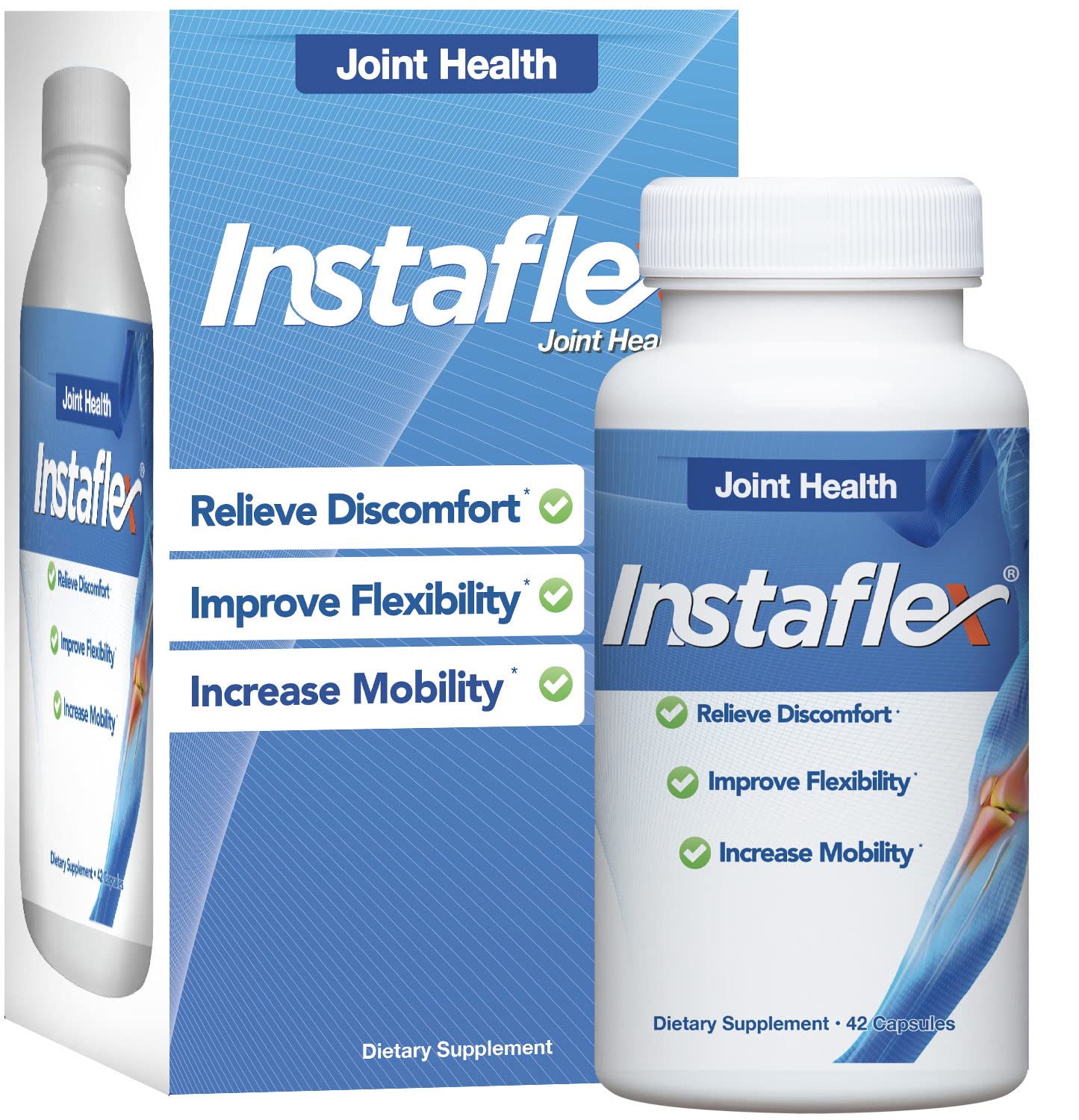Instaflex Joint Support Supplement for Men and Women - Glucosamine, MSM, White Willow, Turmeric, Ginger, Cayenne, Hyaluronic Acid - 42 Capsules