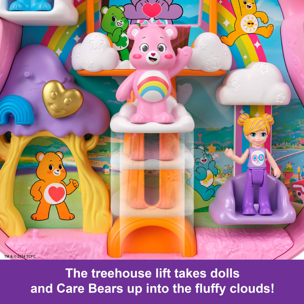 Polly Pocket x Care Bears Dolls & Playset with Toy Car and Themed Accessories, Travel Toy, Partnership Compact