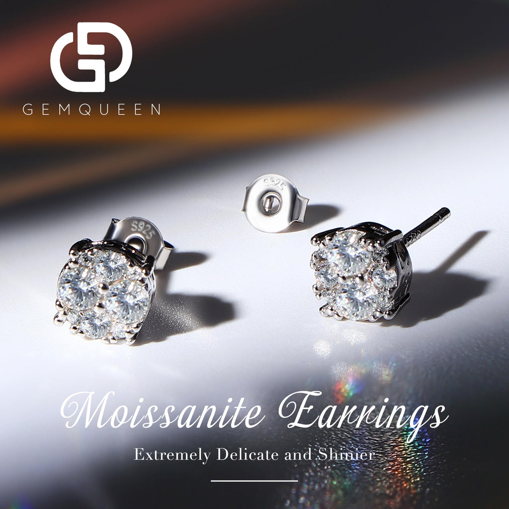 GEMQUEEN Moissanite Earrings Studs 925 Sterling Silver 0.5CT