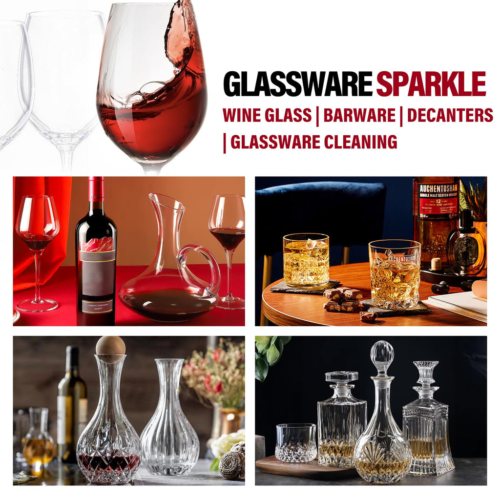 Wine Glass Cleaner and Crystal Cleaning Liquid, Effectively Removers Odors, Grease, Lipstick, Dirt, Residuum, and Fingerprints on Wine Glasses, Leaving Them Crystal Clear and Sparkling - 16.91 Oz