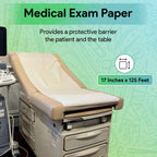 Medical Exam Table Paper 17"x125 Feet - 2 Rolls of Disposable White Table Paper Rolls for Doctor's Offices, Chiropractors, and More - Latex Free Bed Sheet