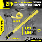 XSTRAP STANDARD 2PK 1''x 8FT Lift Sling Web Strap/Wear Guard End, Heavy Duty Flat Eye Lifting Sling with 2 Reinforced Loops for Tree Saver Lifting Furniture Appliances Machine