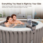 POOLCOMFT Hot Tub Table Tray with Adjustable Phone Holder, Caddy Holds 2 Drinks for Outdoor Inflatable Pool & Spa, Hot Tub Accessories for Adults, Idea Gifts for Women, Mom