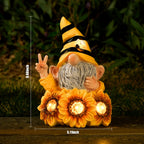 Joint Honglin Garden Funny Gnome Statue with Crystal Sunflower Lights