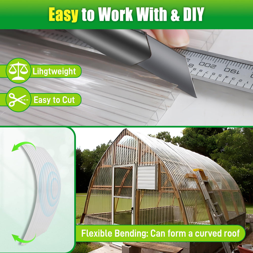 Sinimaka 8 Pack Polycarbonate Greenhouse Panels, 8' x 4' x 0.24'' Twin-Wall Polycarbonate Sheets, All Weather Clear Roof Panels Greenhouse Replacement Panels