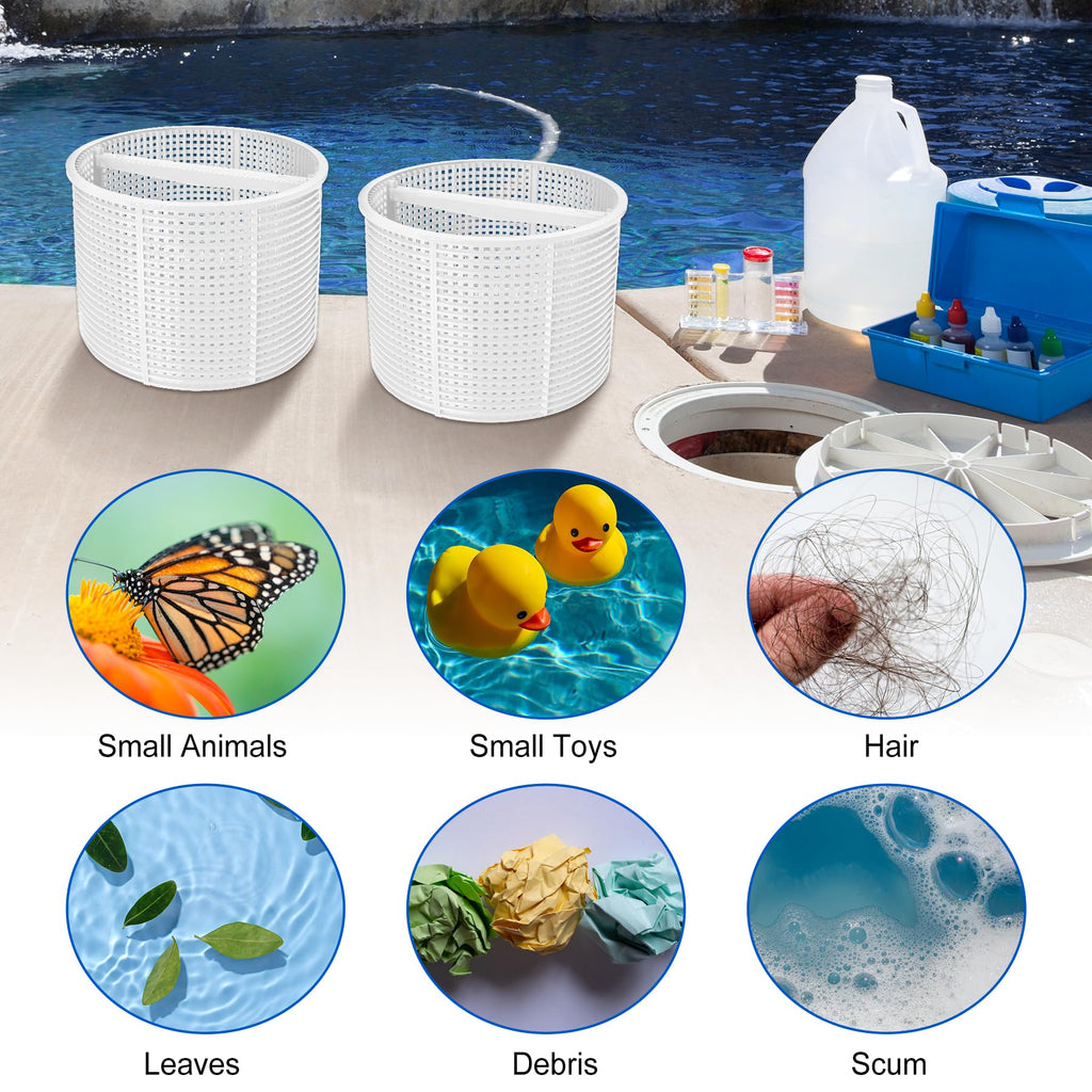 SPX1082CA Skimmer Basket Replacement for Hay-ward Swimming Pool Skimmer, Filter Basket Assembly with Handle Compatible with Aladdin B-152 Hay-ward SPX1082CA SP1082C Select Automatic Skimmers, White