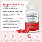 Advanced Glucose Discovery for Sugar Watchers, with Gymnema Sylvestre, Patented Pomegranate Supplement, Crominex 3+, for Glucose Metabolism Wellness - All Natural, Non-GMO - 90 Vegan Capsules