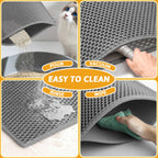 Pieviev Litter Box Mat, Double-Layer Urineproof Design, 30" x 24" Gray