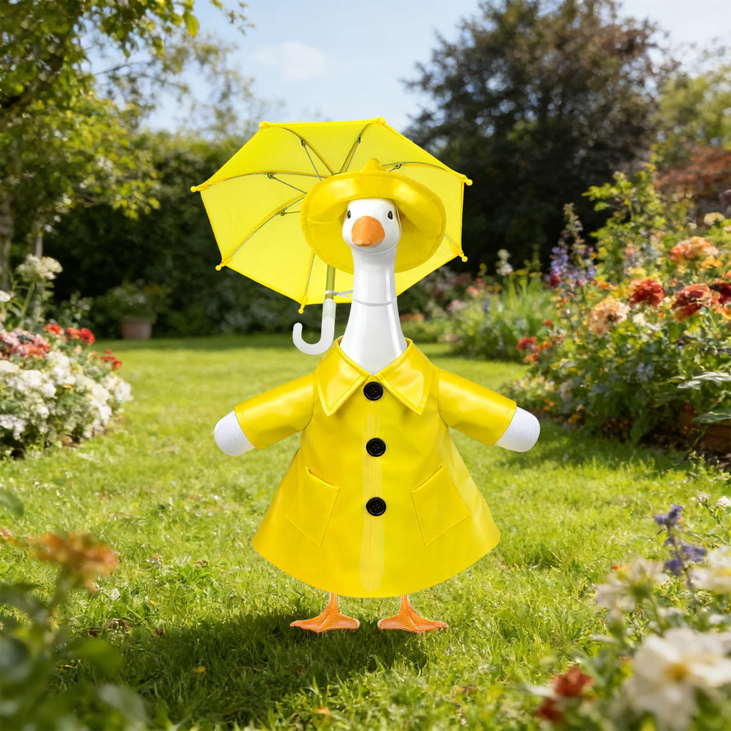 3 Pcs Raincoat Porch Goose Outfit,Summer Lawn Goose Statue Raincoat Costume
