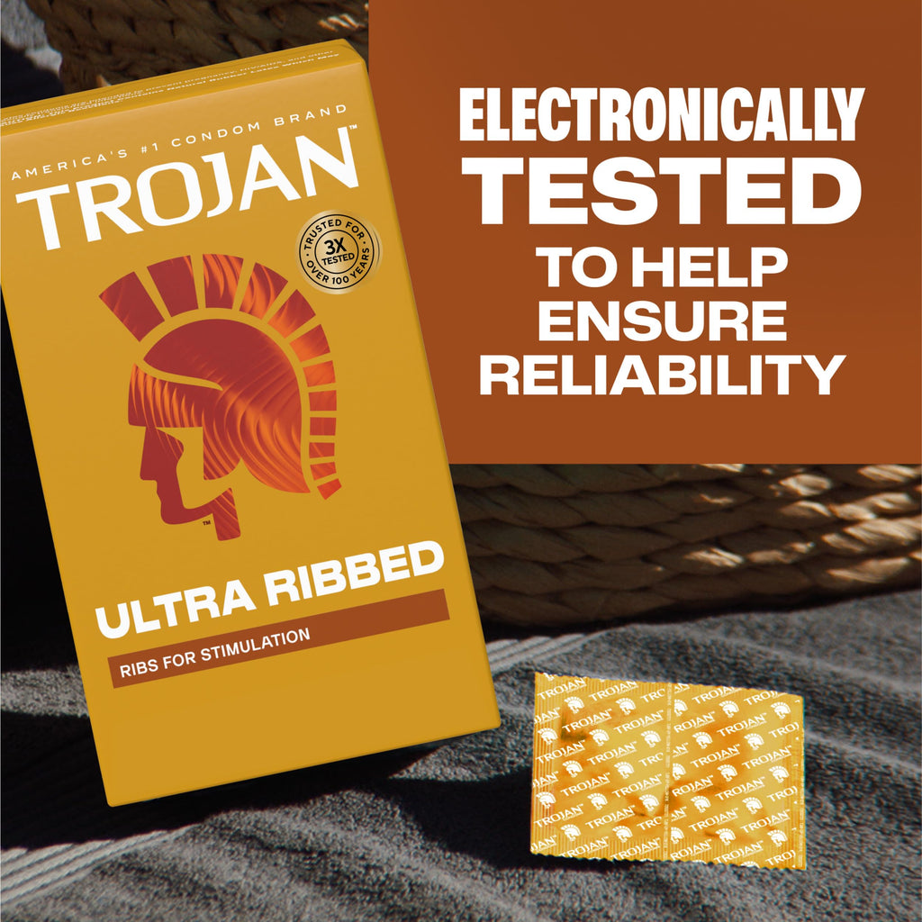 Trojan Ultra Ribbed Latex Condoms for Men, 36 Count