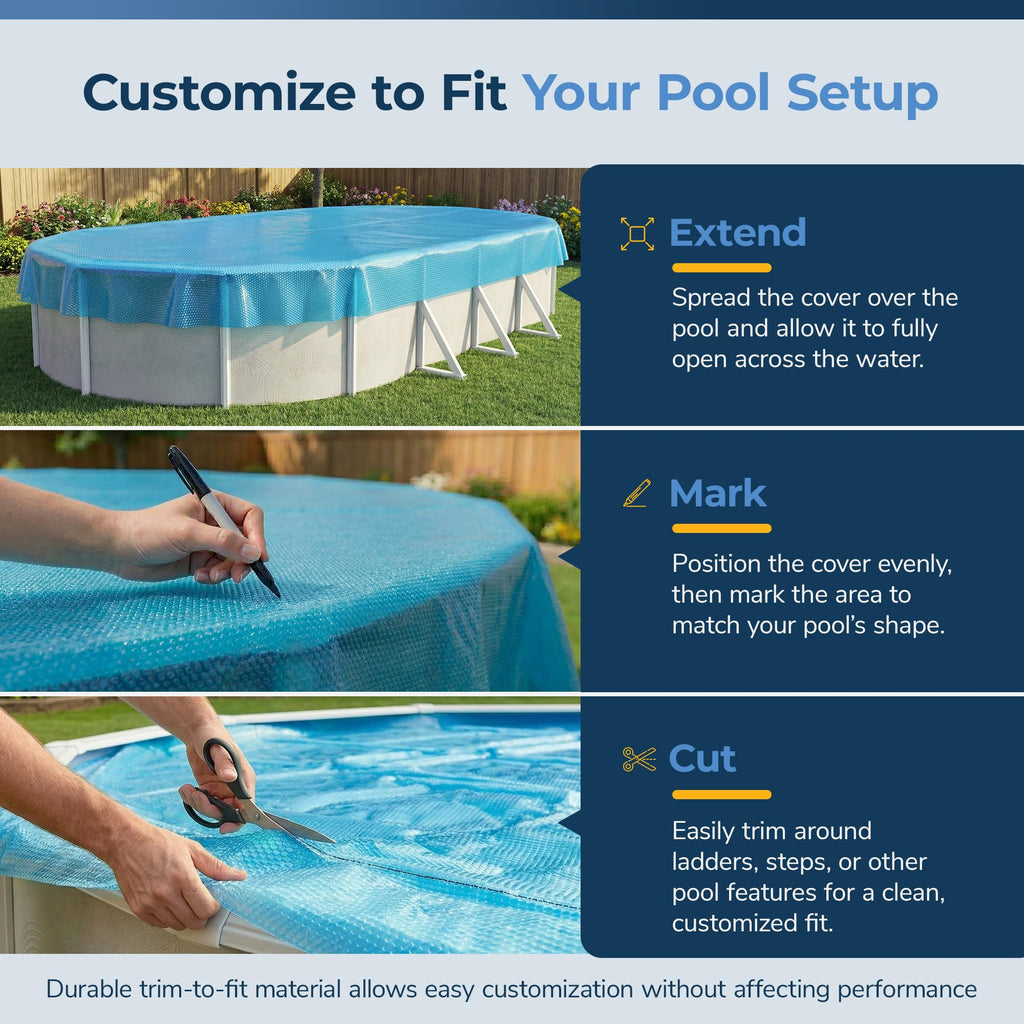 Blue Wave 12x24-ft Oval Solar Pool Cover 8-Mil Blue – Solar Cover for Above Ground Pool, Thermal Bubble Blanket for Heat Retention & Reduced Evaporation