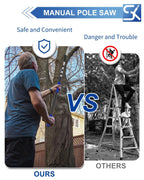 SKGPOLE 26FT Reach Pole Saws for Tree Trimming, Manual Pruning Pole Saw with 5-20FT Telescoping Extension Pole, Tree Pruner Tree Trimmer with 19" 3X Detachable Saw for Yard Garden Trees Palms Shrubs
