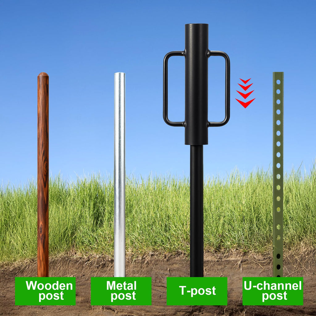 yarlung Fence Post Driver, 17 LBS Heavy Duty Hand Post Pounder with Handles for Metal U Posts, T Posts, Garden Wooden Fence, Black