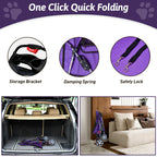 Azaeahom Pet Stroller, 4 Wheels Pet Strolling Cart for Medium/Small Dogs and Cats, Foldable Cat Jogger/Dog Stroller with Cup Holder, Storage Basket, Breathable Mesh, All-Season Pet Carrier, Purple