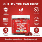 Clean Nutra Cayenne Pepper Beet Root Gummies Beetroot Garlic CoQ10 Hawthorn Berry Grape Seed Extract Olive Leaf Nattokinase Hibiscus Vitamin D Nitric Oxide - VasoEase
