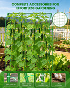 65" Cucumber Trellis for Climbing Plants Outdoor, Metal Garden Trellis for Raised Bed, Plant Support Structures with Netting for Cucumbers Tomatoes Beans Peas (50 * 17 * 65inch(L*W*H), Trellis)