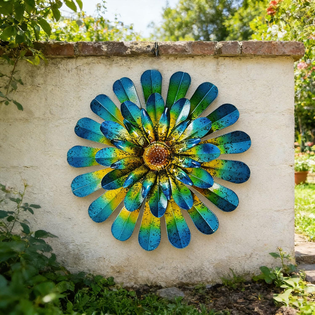 2 Pack Metal Flower Wall Decor, Hand-Painted Farmhouse Hanging Wall Art