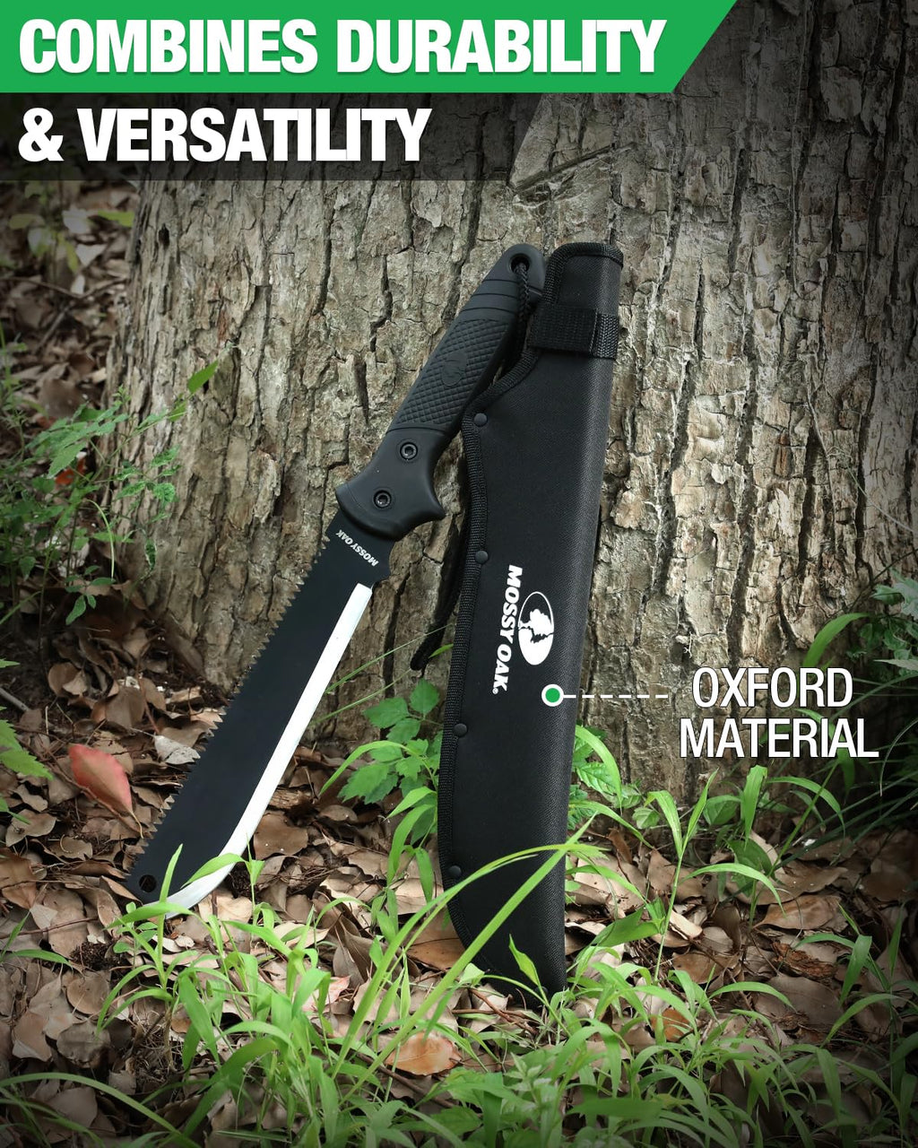 Mossy Oak Machete with Saw, 19-Inch Heavy Duty Machete with Sheath
