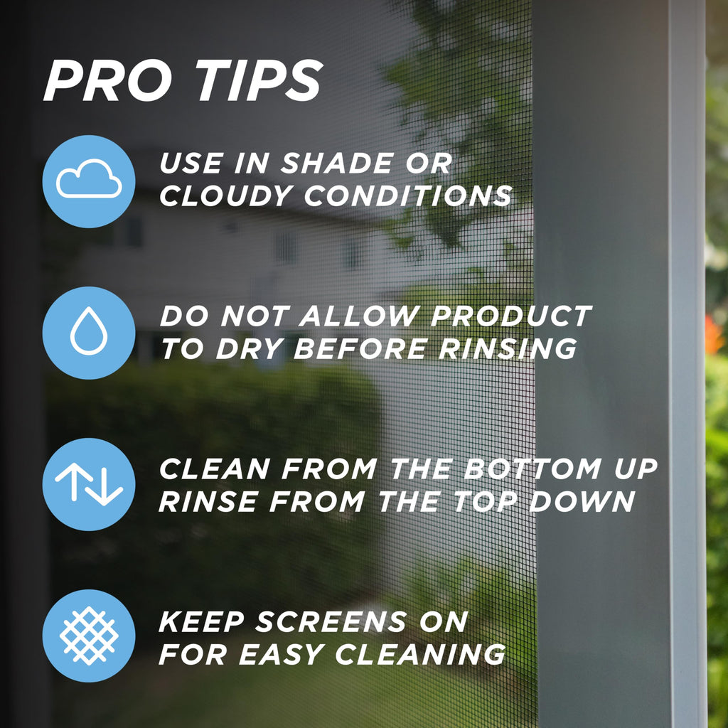 30 SECONDS Outdoor Window & Screen Concentrated Cleaner for Glass, Patio Doors, Fiberglass, Furniture - No Screen Removal Required, Spray & Rinse - Hose End Spray Attachment (2 PACK)