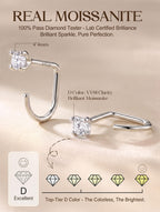 GEMQUEEN Moissanite Half Hoop Earrings, 925 Sterling Silver, 4mm