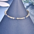 UOOANUO Evil Eye Bracelets for Women 18K Gold and Silver Filled with 4MM Cubic Zirconia Tennis Bracelet Evil Eye Jewelry