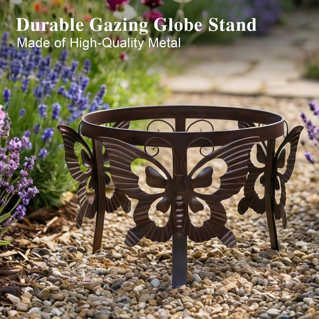 Topadorn Gazing Ball Stand for 10 /12 Inch Garden Globe with Butterfly