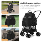 COOLCRAB Pet Stroller Quickly Folds for Easy Storage Cat Stroller with Detachable Carrier Thickened Oxford Cloth Breathable Basket Dog Strollers for Small Dogs (Grey)