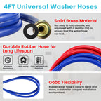 4FT Rubber Washing Machine Hoses for Washer Flexible Burst-proof Rubber Hot and Cold Water hoses 3/4 inch NPT Washer Water Hoses - 2 pack by Fetechmate