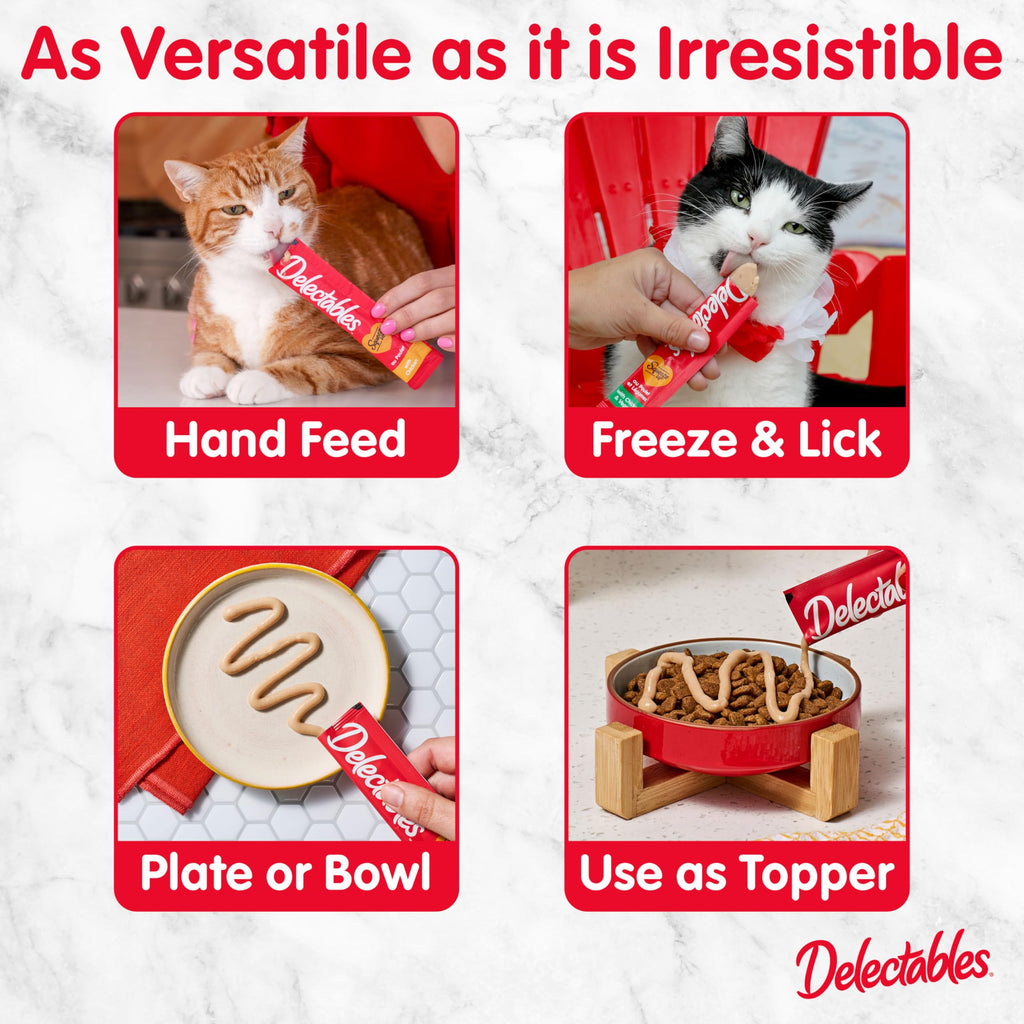 Delectables Squeeze Up Non-Seafood Variety Pack, Creamy Squeezable Puree, Lickable Wet Cat Treats, Grain Free, No Added Fillers, No By-Products, No Added Preservatives, 0.5 Ounces Tube, 54 Tubes Total