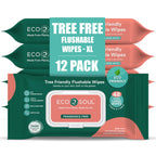 Eco Soul Bamboo Flushable Wipes Adult Wet Wipe [12 x Pack of 48, Unscented] 100% Plant-Based Biodegradable Septic & Sewer Safe Alcohol-Free & Hypoallergenic for Sensitive Skin |576 Soft Butt Wipes