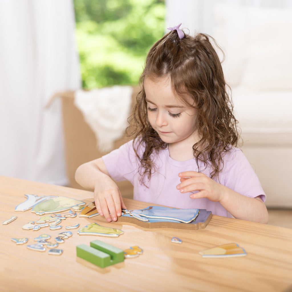 Melissa & Doug Disney Princess Tiana Magnetic Dress-Up Wooden Doll Pretend Play Set (30+ pcs) - FSC Certified
