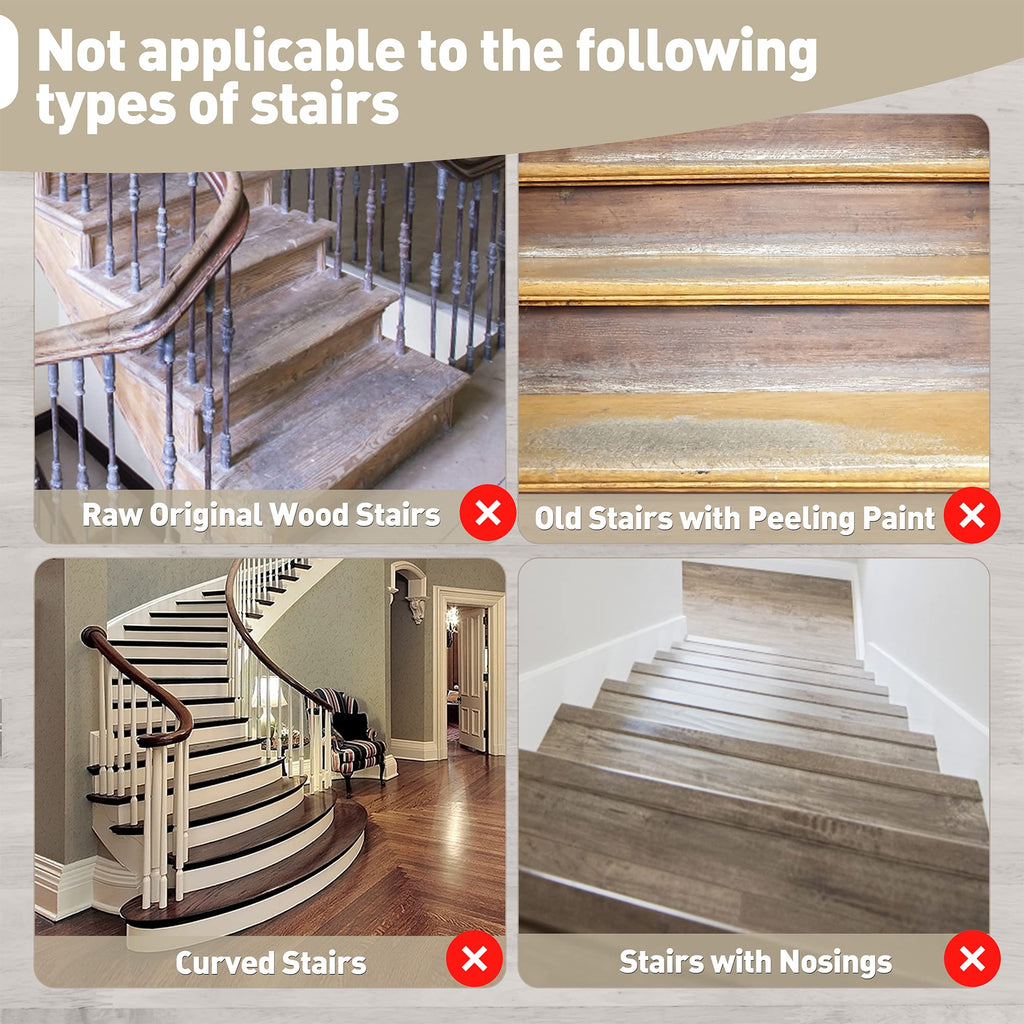 PURE ERA Bullnose Carpet Stair Treads Set Tape Free Non-Slip Indoor Stair Protectors Pet Friendly Rugs Covers Soft Skid Resistant Washable Reusable 9.5" x 30"(2 Pieces,Cream Gray)