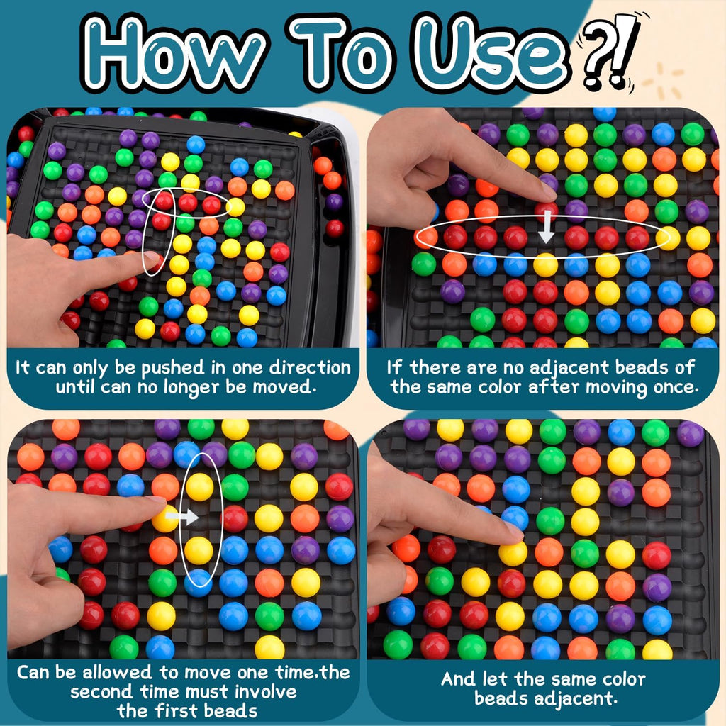 Intellectual Chess Board Game, Chess Elimination Board Game, 120 Pieces Rainbow Color Beads Board Game Interactive Strategy Board Game for Children and Adults