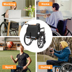 samdew Large Wheelchair Bag to Hang on Back, Wheelchair Accessories Backpack for Adult & Senior, Wheelchair Pouch with Medicine Storage Insulation Pocket & Shoulder Strap, Bag Only