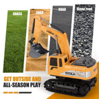 Jiakora Remote Control Excavator Toys for Boys, RC Excavator Toy for Boys 3 4 5 6 7 8 Year Old Kids Christmas Birthday Gift，RC Digger Truck Construction Vehicles with Metal Shovel & Light